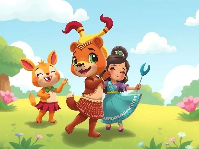 Colorful Animal Crossing-style villagers celebrating together