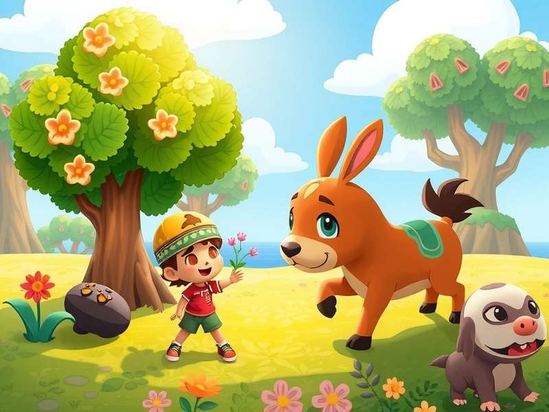 Animal Crossing island with palm trees for beetle farming