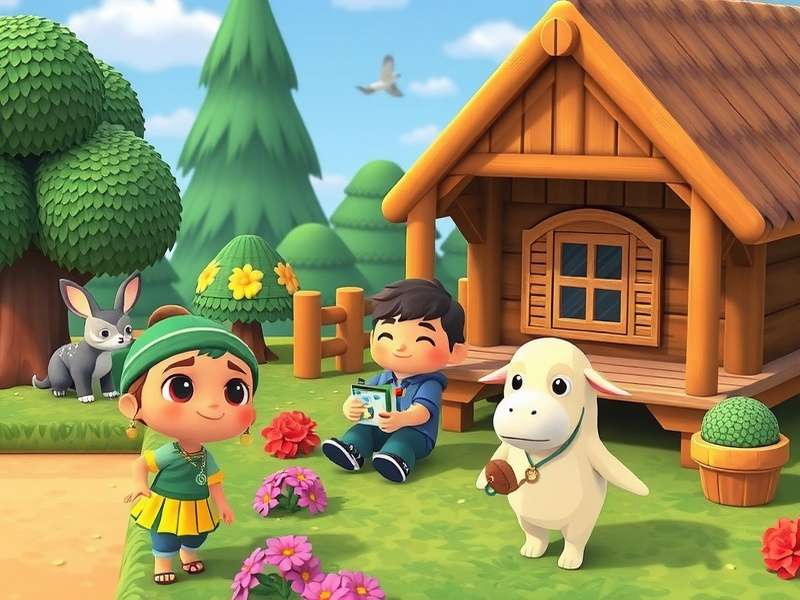 A group of Animal Crossing villagers from different species interacting