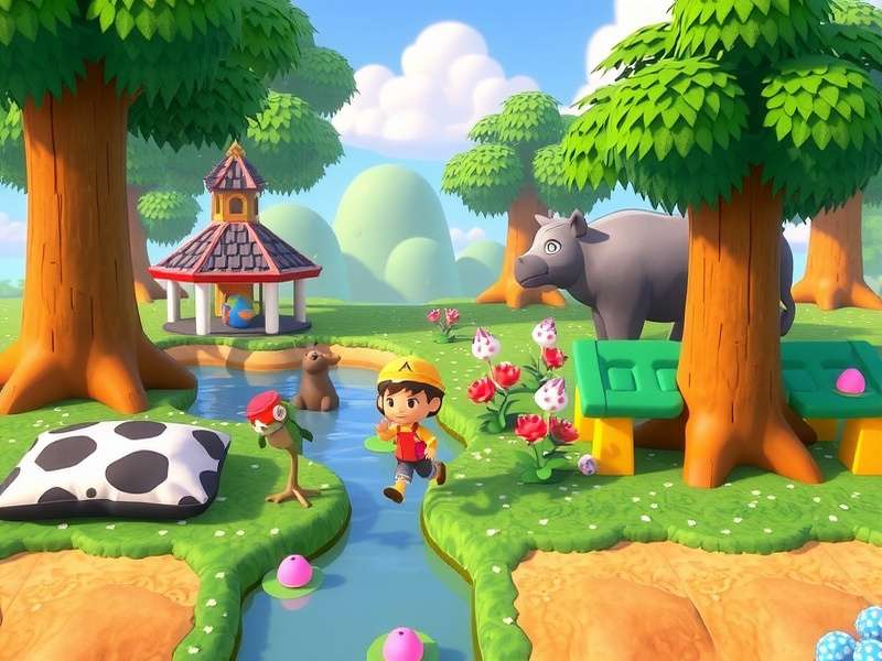 Animal Crossing New Horizons modded island showcasing custom terrains and items
