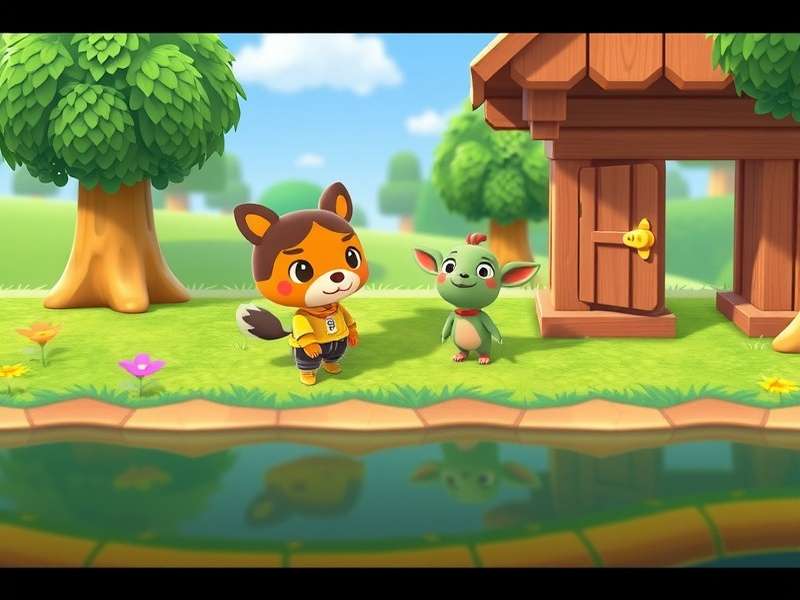 Fan-art concept of a potential Animal Crossing game on a future Nintendo console, showing enhanced graphics and new villagers.