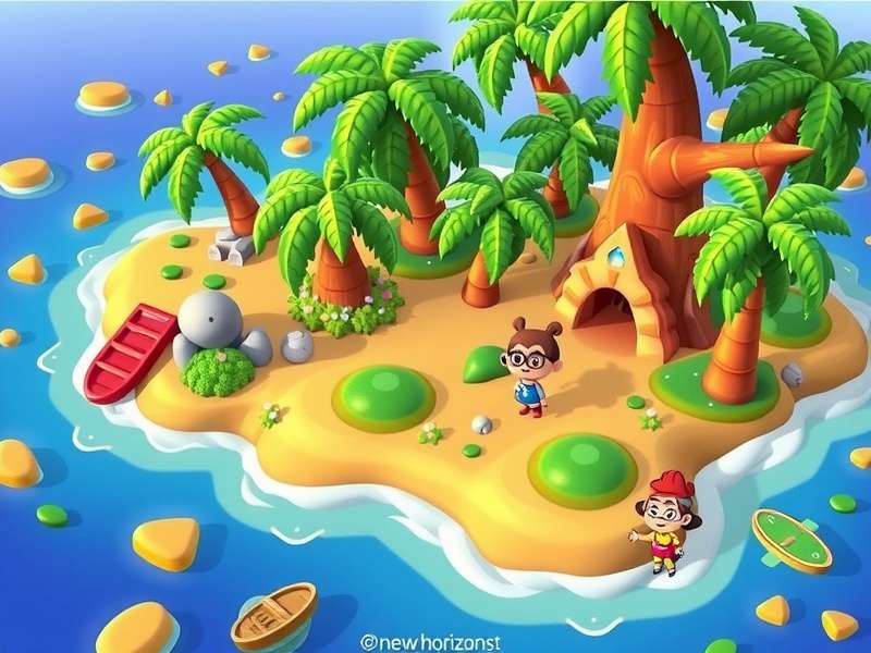 Animal Crossing New Horizons island design with waterfalls and gardens