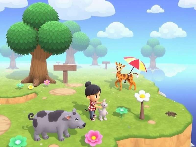 Animal Crossing New Horizons island screenshot with characters and scenery