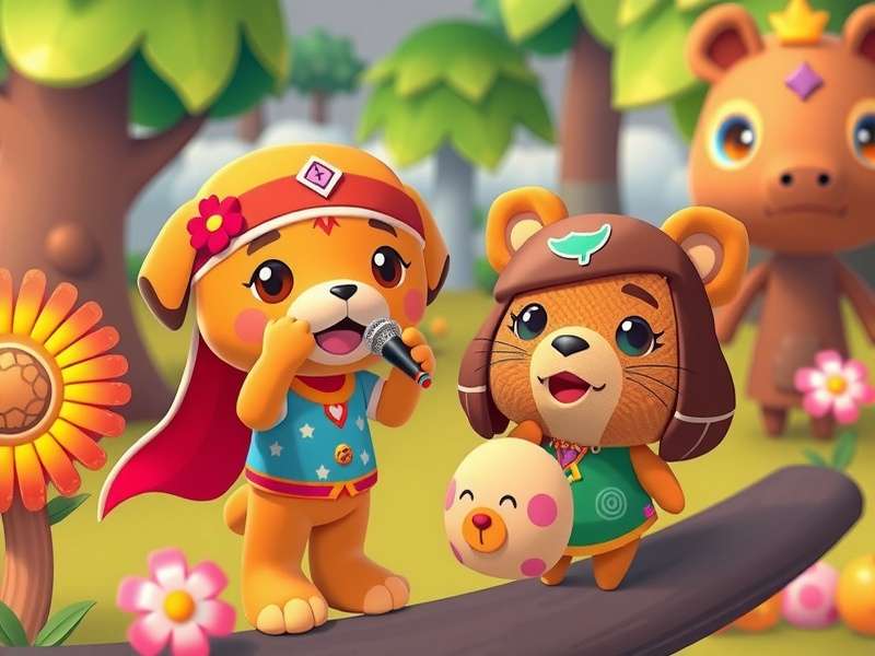 KK Slider performing with Animal Crossing villagers singing along