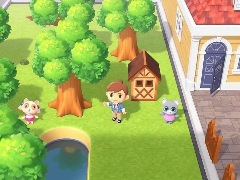 Animal Crossing City Folk Wii gameplay showing character in city plaza