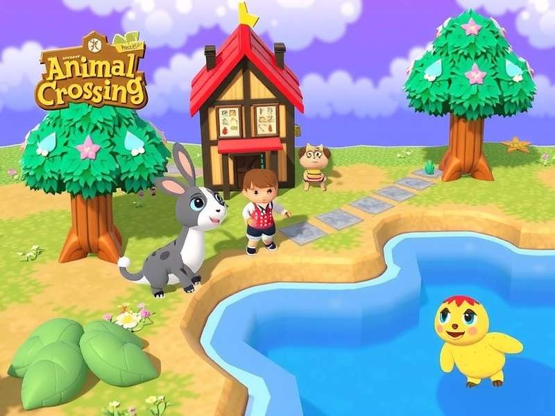 Colorful Animal Crossing island design with waterfalls and custom paths