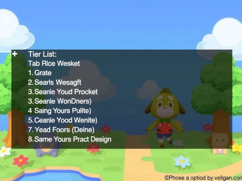 Animal Crossing New Horizons island with tier list overlay