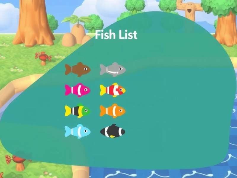 Animal Crossing New Horizons fishing guide showing fish shadow sizes in water