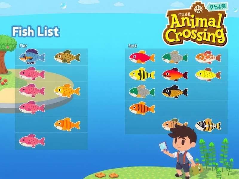 Animal Crossing Fish Collection showcasing rare species like coelacanth and golden trout