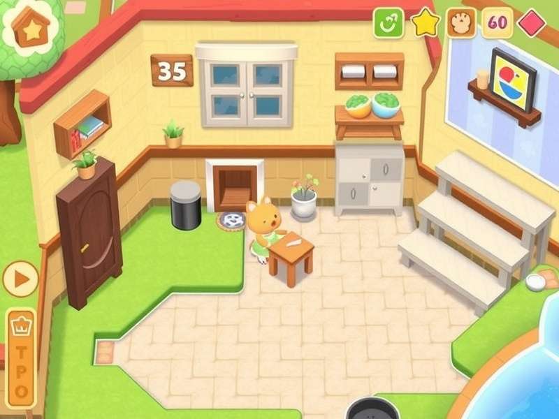 Screenshot from Animal Crossing Happy Home Designer showing a beautifully designed living room with pastel furniture