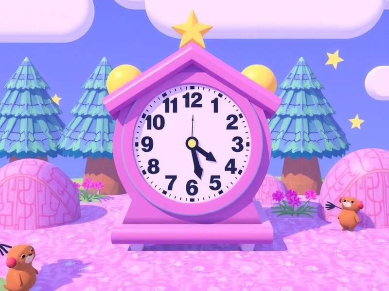 Animal Crossing New Horizons in-game clock showing 2 PM with sunny weather