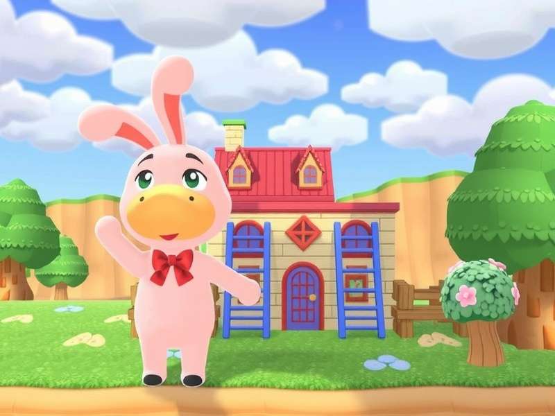 Vibrant Animal Crossing Plaza with villagers gathering