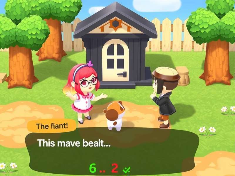 A serene Animal Crossing island with a cozy house and trees