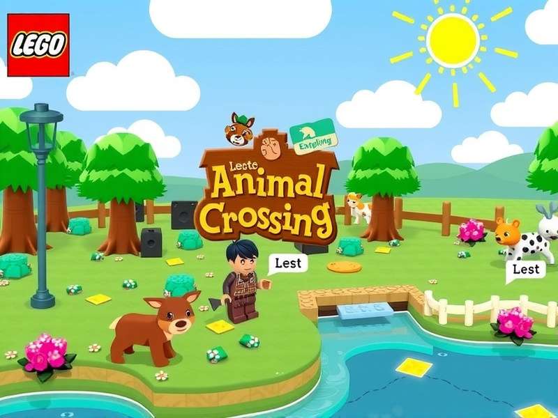 A detailed Lego model of Nook's Cranny shop from Animal Crossing