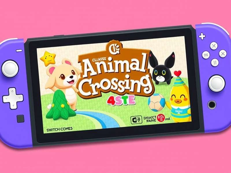 Animal Crossing themed Nintendo Switch case on a wooden table with green leaves