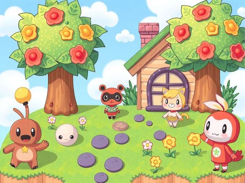 Colorful collection of various Gyroids displayed in an Animal Crossing: New Horizons room