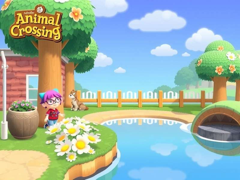 A beautifully terraformed Animal Crossing New Horizons island with waterfalls, gardens, and pathways