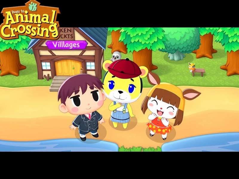 Animal Crossing New Horizons villagers group illustration featuring cats, bears, bunnies, dogs and frogs