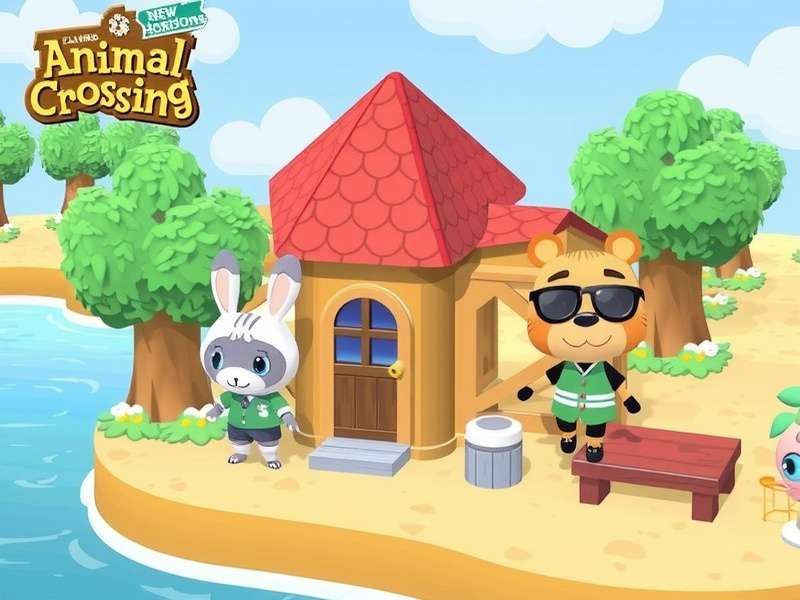 Animal Crossing beach cafe with coconut drinks and chairs