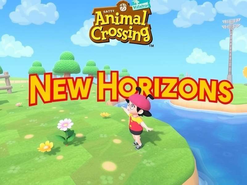 Animal Crossing New Horizons island overview with palm trees, river, and player house