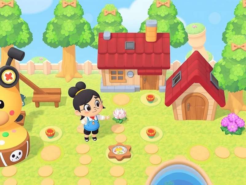 Animal Crossing New Horizons island with villagers gathering under a cherry blossom tree