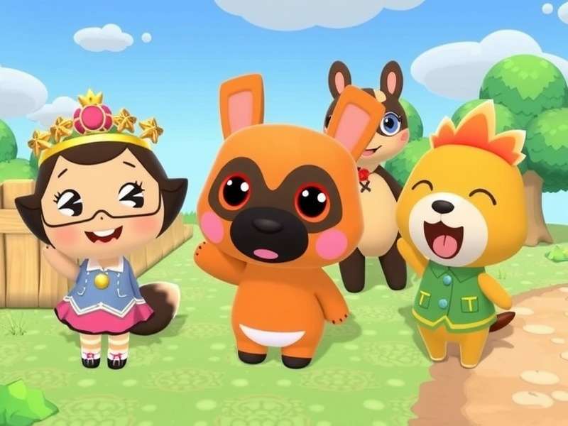 Animal Crossing Special Characters group illustration featuring Tom Nook, Isabelle, K.K. Slider and friends on a sunny island.
