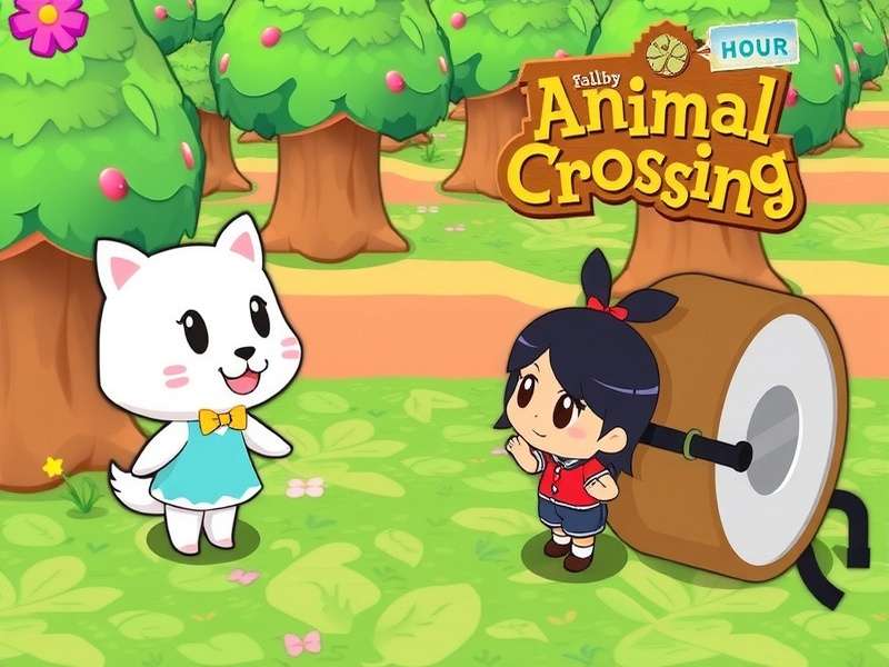 Animal Crossing characters talking in a vibrant island community scene with diverse villagers