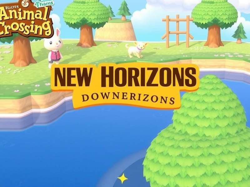 Animal Crossing New Horizons island paradise scene with characters and tropical landscape