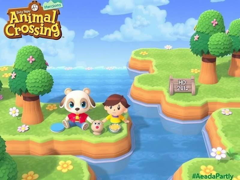 Animal Crossing New Horizons gameplay on a tropical island with villagers and decorations