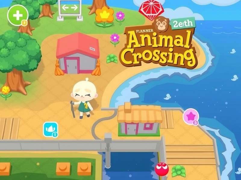 Animal Crossing New Horizons island planner overview showing a beautiful 5-star island layout with rivers, bridges, and villager homes