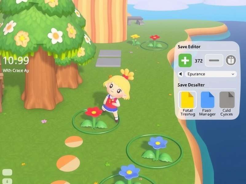 Animal Crossing New Horizons Save Editor interface showing island map and villager data