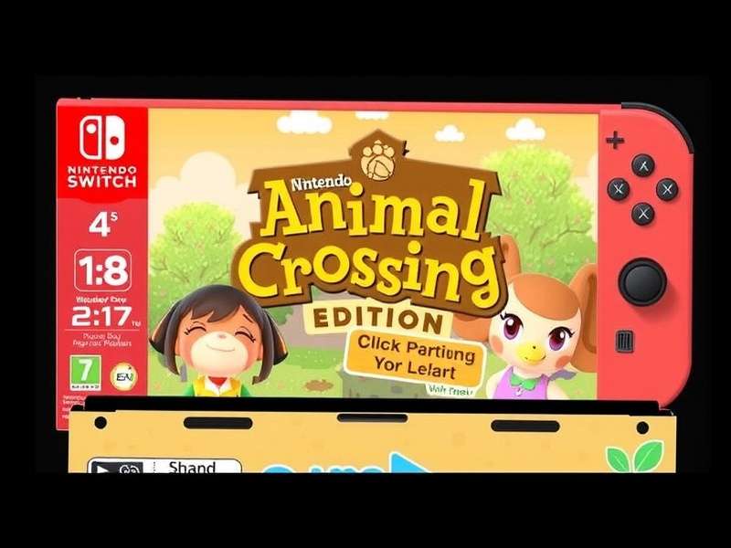 Nintendo Switch Animal Crossing Edition console with pastel Joy-Con controllers and Animal Crossing game screen